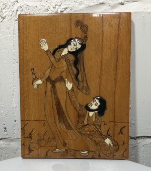 Moaragh (composition of wood particles) and Persian miniature panting on wood