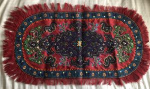 Hand made suzani Baluch ovel shape red colour sofreh (table cloth)