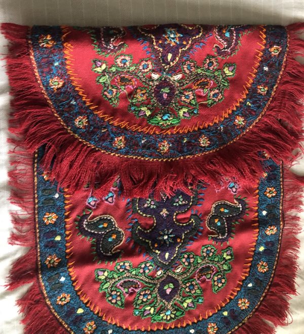 Hand made suzani Baluch ovel shape red colour sofreh (table cloth) - Image 2