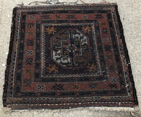 Vintage Persian/Turkaman square Dastak rug rarely brown colour - Image 4