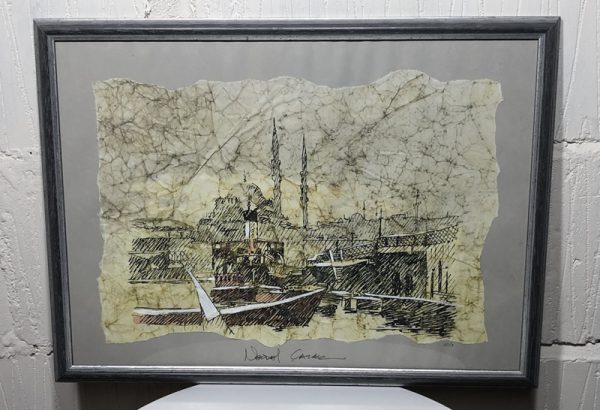 Print from original drawing with pen, special technique to look vintage named "Istanbul"
