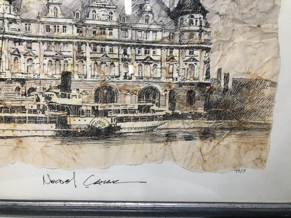 Print from original drawing with pen, special technique to look vintage named "Steam ship" - Image 3