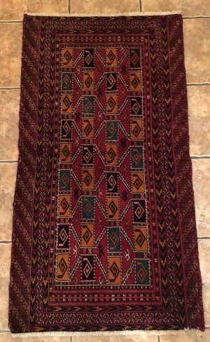 Persian Turkaman  handknotted rug with short strings on width