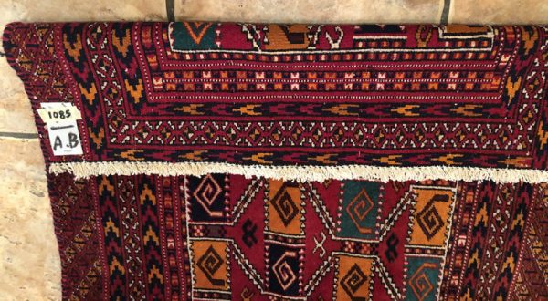 Persian Turkaman  handknotted rug with short strings on width - Image 5