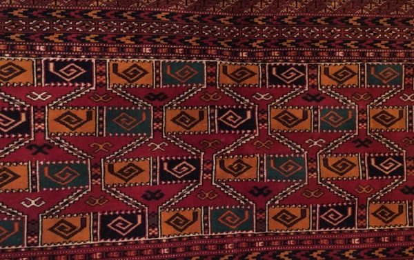 Persian Turkaman  handknotted rug with short strings on width - Image 4