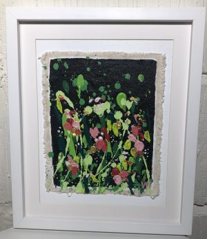 Original oil on fabric "Moonlight blooms" by Victoria Thdgell 2022