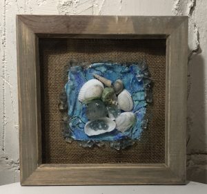 Mixed shell, glass and fabric by Caroline Farral