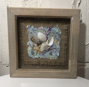 Mixed shell, glass and fabric by Caroline Farral