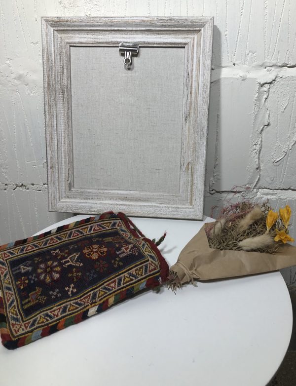 Vintage Persian Afshari (Sirjan) chanteh kilim with dried flowers - Image 5