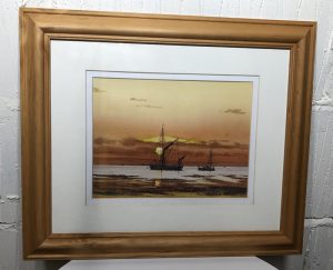 Thames Barge, print from watercolour painting by Geoffry John Hall