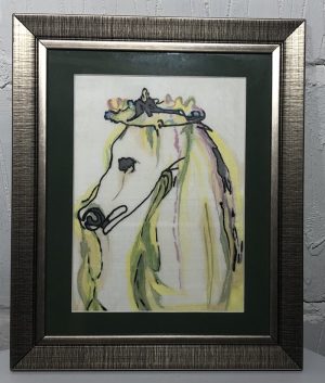Original silk painting "horse head" by Moy