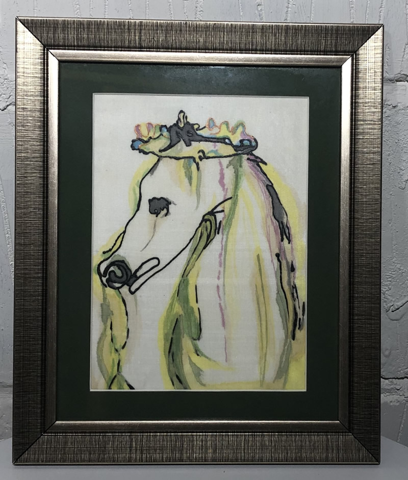 Original silk painting "horse head" by Moy