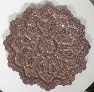 Persian cream Minakari plate (painting on copper)
