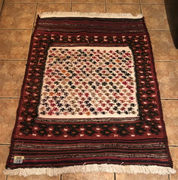 Vintage hand made Persian kilim (Sofreh Bakhtiari white) - Image 7