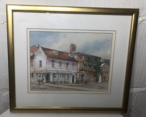 Original watercolour by Chrissy Norman "Angel Hill, Burry St Edmunds"