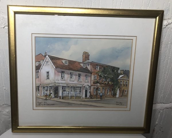 Original watercolour by Chrissy Norman "Angel Hill, Burry St Edmunds"