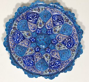 Persian blue Minakari plate (painting on copper)