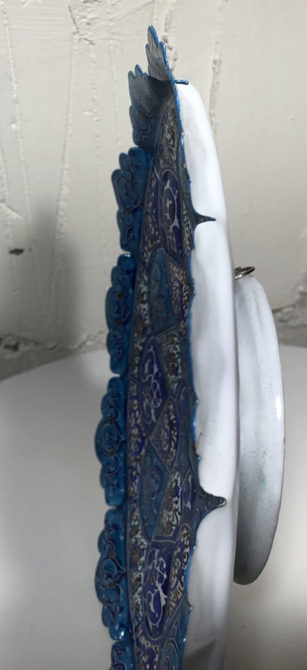 Persian blue Minakari plate (painting on copper) - Image 2