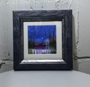 Original acrilic abstract based on technique painting on glass then print on paper by Romey Brough (2023)