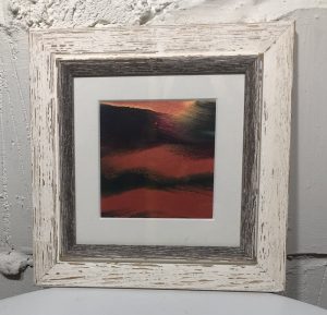 Original acrilic abstract based on technique painting on glassthen printon paper by Romey Brough