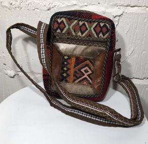 Mix Persian Kilim, suzani & leather bag