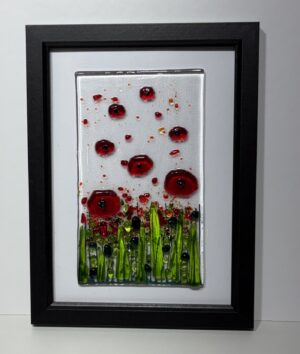 Glass red poppies picture